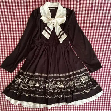 axes femm 액시즈 리본 포함 브라운 플레어 원피스