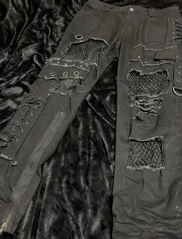 PUNKRAVE 펑크 레이브 디자인 카고 팬츠 레이스업 고딕