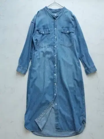 슬로브 이에나 Le Denim 데님 셔츠 롱 원피스 밴드 카라