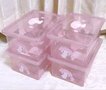 산리오 마이멜로디 뚜껑 포함 보관 케이스 딸기 S 사이즈 4점