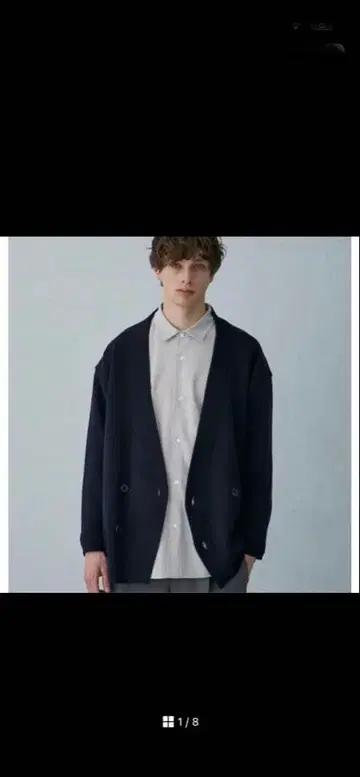 더블 브레스트 니트 가디건 네이비