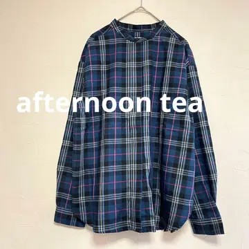 애프터눈 티 체크 셔츠 네이비 블루 여성용 MR