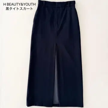 H BEAUTY&YOUTH 블랙 타이트 스커트