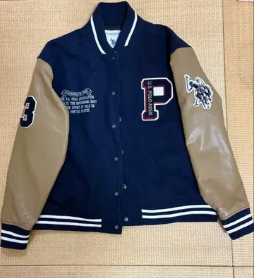 US POLO ASSN 바시티 자켓 네이비/베이지