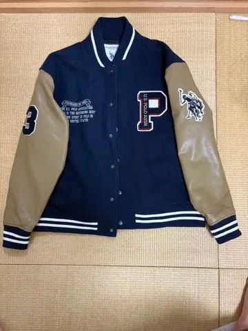 US POLO ASSN 바시티 자켓 네이비/베이지