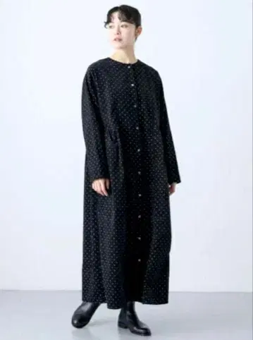 카구레 도트 무늬 롱 원피스 2WAY 원피스 셔츠 원피스