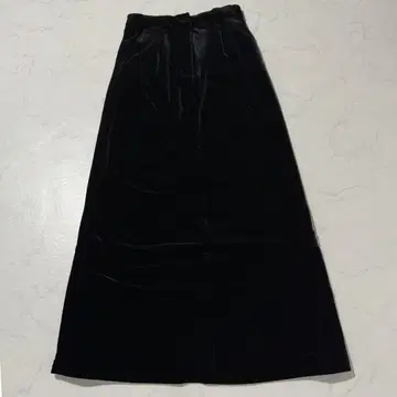 롱 스커트 벨로아 블랙 I라인 폴리에스테르 출퇴근 깔끔한 가을/겨울