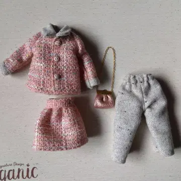 리카짱 핸드메이드 의류 4점 세트 (라메 믹스 원단)