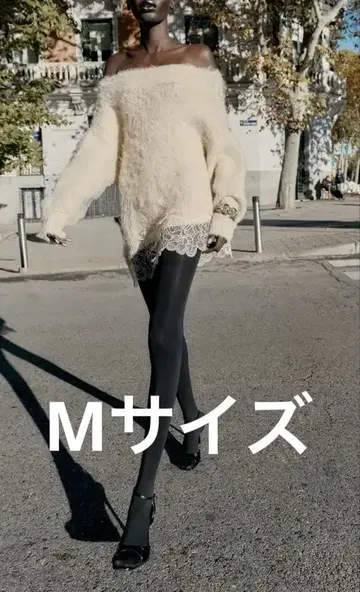 ZARA 레이스 콤비 니트 스웨터