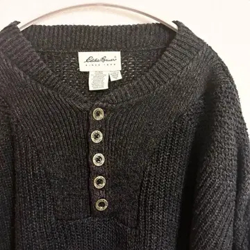 90s 에디 바우어 코튼 100% 헨리넥 니트 XL