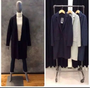 띠어리 울 코트 다크 네이비