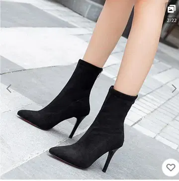 숏부츠 스웨이드풍 블랙 부티 23.5cm