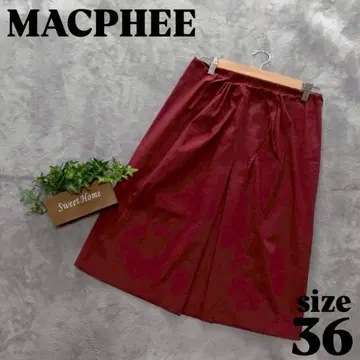 [ MACPHEE ] 맥피(36) 무릎 기장 스커트 와인 레드