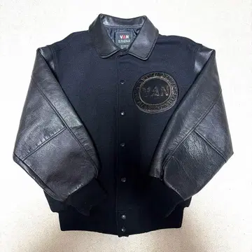 바시티 자켓 VAN 레어 모델 가죽 소매 블랙 BIG ONE