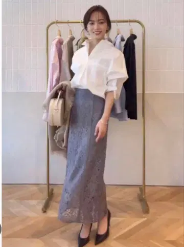 anuans 파이핑 레이스 타이트 스커트