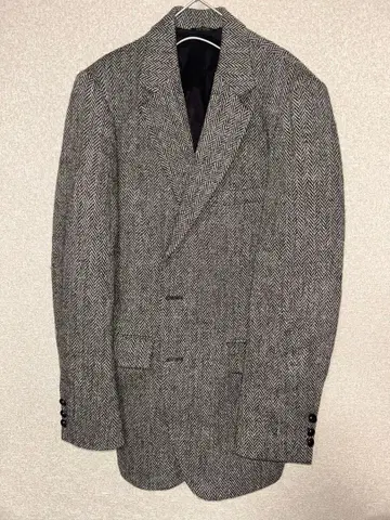 해리스 트위드 헤링본 무늬 테일러드 자켓