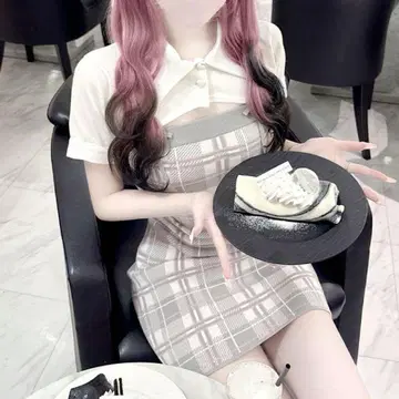 허니뮤우 체크 앙상블 원피스