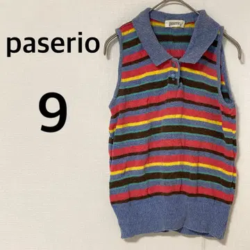 paserio 카라 부착 니트 베스트 [ M ] 코튼 혼방 컬러풀 월드