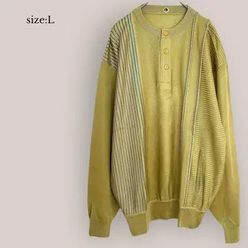 새상품급 크루넥 스웨터 스트라이프 남성용 레트로 헨리넥