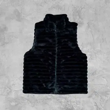 블랙 인조 모피 느낌 베스트 M~L 사이즈 포근 방한