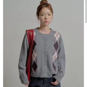 바이컬러 다이아 아가일 니트 가디건 unemansion 미사용 새상품