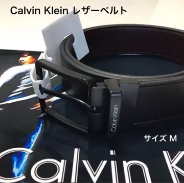 새상품 샵 봉투 포함 CALVIN KLEIN 화이트 로고 블랙 버클 벨트