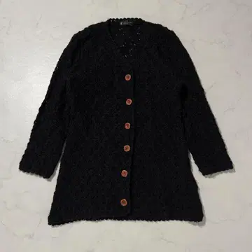 니트 가디건 옷깃 없음 블랙 프론트 오픈 M 출퇴근 심플 가을/겨울