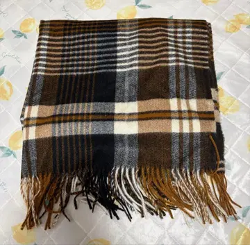 스톨 머플러 체크 무늬 대형 사이즈 브라운 계열 베이지