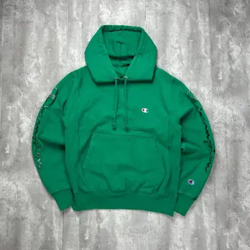 챔피온 리버스 위브 자수 로고 후드 맨투맨 그린 S 6095