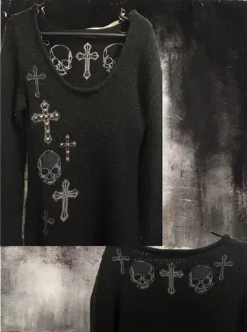 skull cross 긴팔 니트 ghost of harem