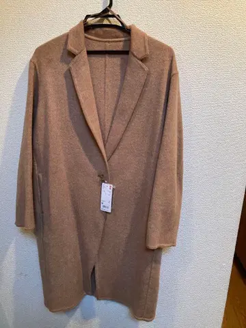 유니클로 더블 페이스 코쿤 코트 울 혼방 베이지 M