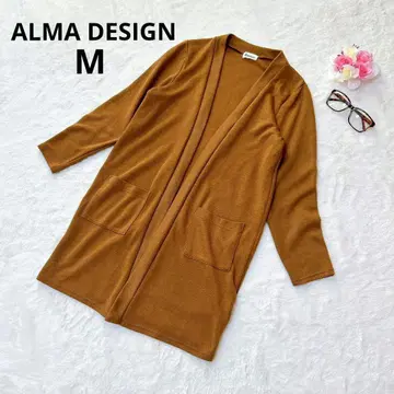알마 디자인 긴팔 롱 가디건 체형 커버 M 오피스 캐주얼 브라운