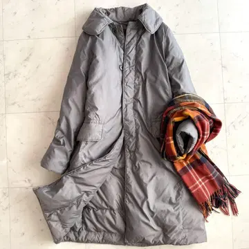 고품질 45R 카라 부착 롱 기장 다운 코트 그레이