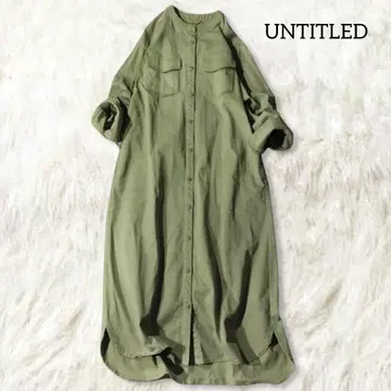 언타이틀 셔츠 원피스 롱 밴드 카라 그린 루즈핏 긴팔