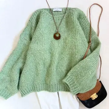 새상품급 트리코 잠마 마르크 모헤어 네이비 니트 풀오버 그린