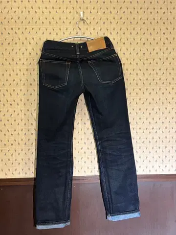 탄력 코튼 루즈 스트레이트 데님 다크 블루