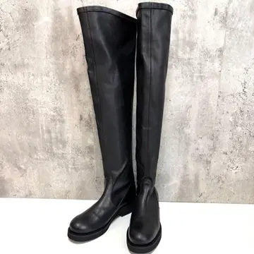 [ GALERIE VIE ] 니하이 부츠 가죽 천연 가죽 블랙 36