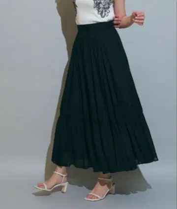 [ Mystrada ] 볼륨 보일 스커트/블랙