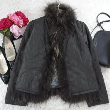 G2971*vintage 퍼 충전솜 자켓 블루종 브라운 38