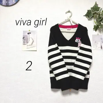 10822 viva girl 비바걸 V넥 보더 니트 사이즈 2