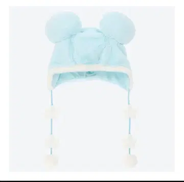 미키 모양 귀 달린 스카이블루 플리스 모자