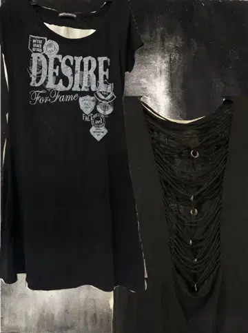 블랙 그래픽 프린트 티셔츠 M 펑크