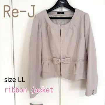 Re-J 리제이 노카라 자켓 리본 깔끔한 베이지 계열 LL