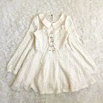 [레어] 리즈리사 니트 원피스 미니 화이트 헤이세이 갸루 y2k