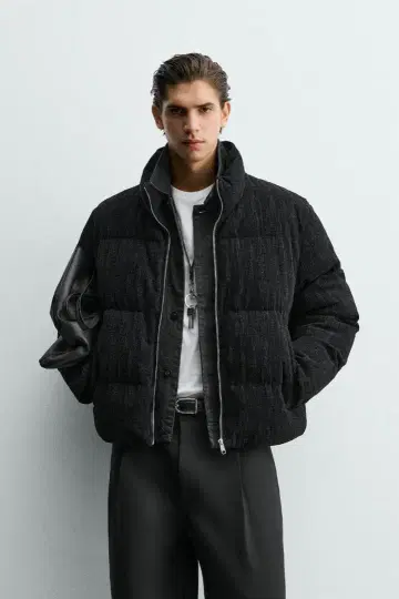 ZARA 자라 크롭 핏 퍼프 자켓 XL