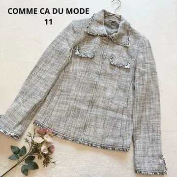 꼼사데모드 트위드 자켓 프린지 집업 숏 기장 깔끔한