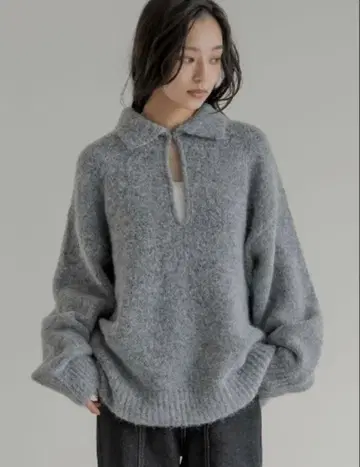 완판템 [ Re:EDIT ] 기모 부클 니트 후크 포함 2WAY 상의