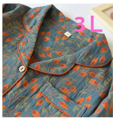 잎 패턴 긴팔 파자마 세트 3L 더블 거즈 파자마 면 100%