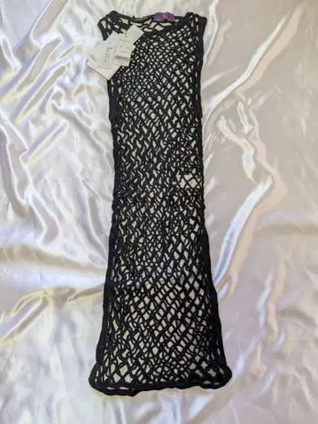 미사용 새상품 Y's pink 넷 롱 원피스 블랙