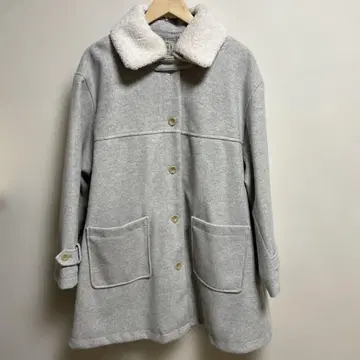 새상품급 사만사 모스모스 보아 옷깃 탈부착 롱 코트 아이보리